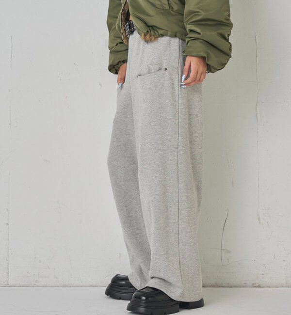  「【低身長・高身長対応】SLASH POCKET SWEAT EASY PANTS」|チノ|
