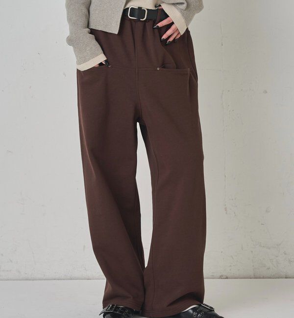  「【低身長・高身長対応】SLASH POCKET SWEAT EASY PANTS」|チノ|