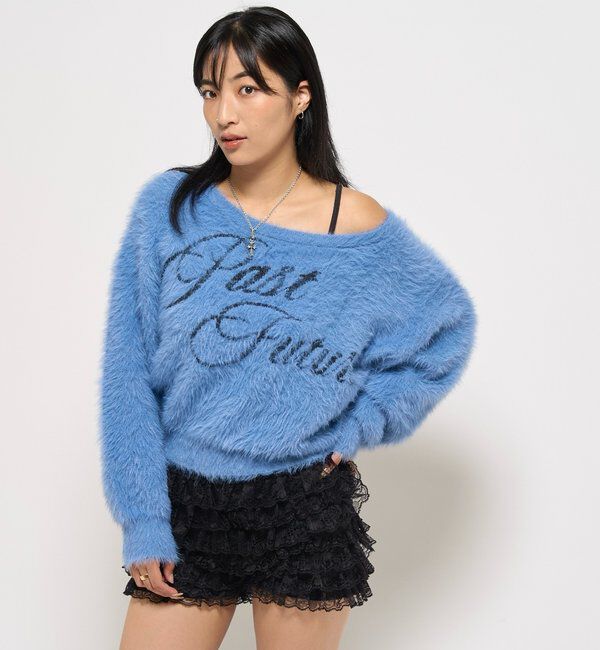  「SHAGGY LOGO OFF-SHOULDER KNIT」|ニット・セーター|