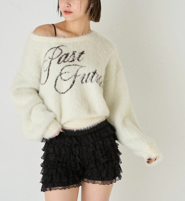  「SHAGGY LOGO OFF-SHOULDER KNIT」|ニット・セーター|