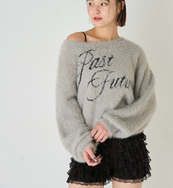  「SHAGGY LOGO OFF-SHOULDER KNIT」|ニット・セーター|