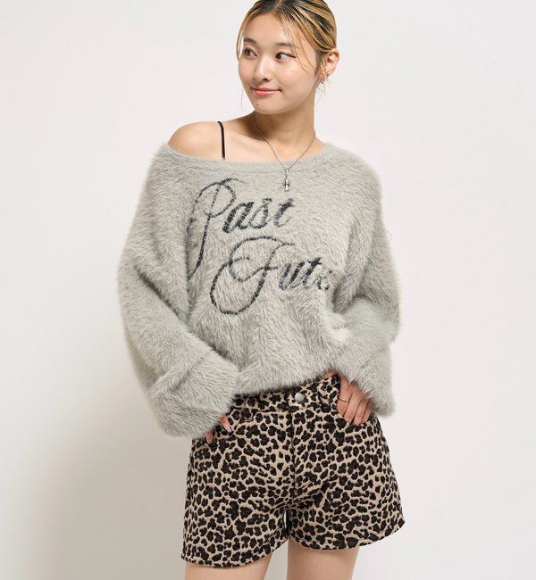  「SHAGGY LOGO OFF-SHOULDER KNIT」|ニット・セーター|