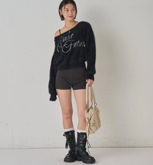  「SHAGGY LOGO OFF-SHOULDER KNIT」|ニット・セーター|