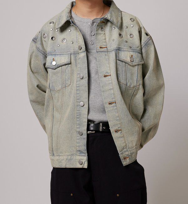  「【UNISEX/WEB限定サイズあり】EYELET DENIM JACKET」|ブルゾン・スタジャン|