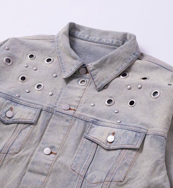  「【UNISEX/WEB限定サイズあり】EYELET DENIM JACKET」|ブルゾン・スタジャン|