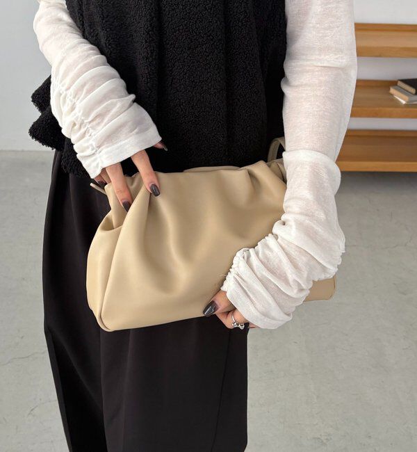  「【新色/ライトベージュ】クラウディギャザーバッグ」|トートバッグ|