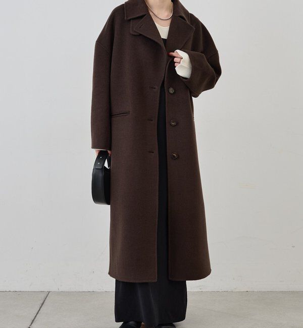  「ビッグカラーリバーロングコート」|その他|ブラウン