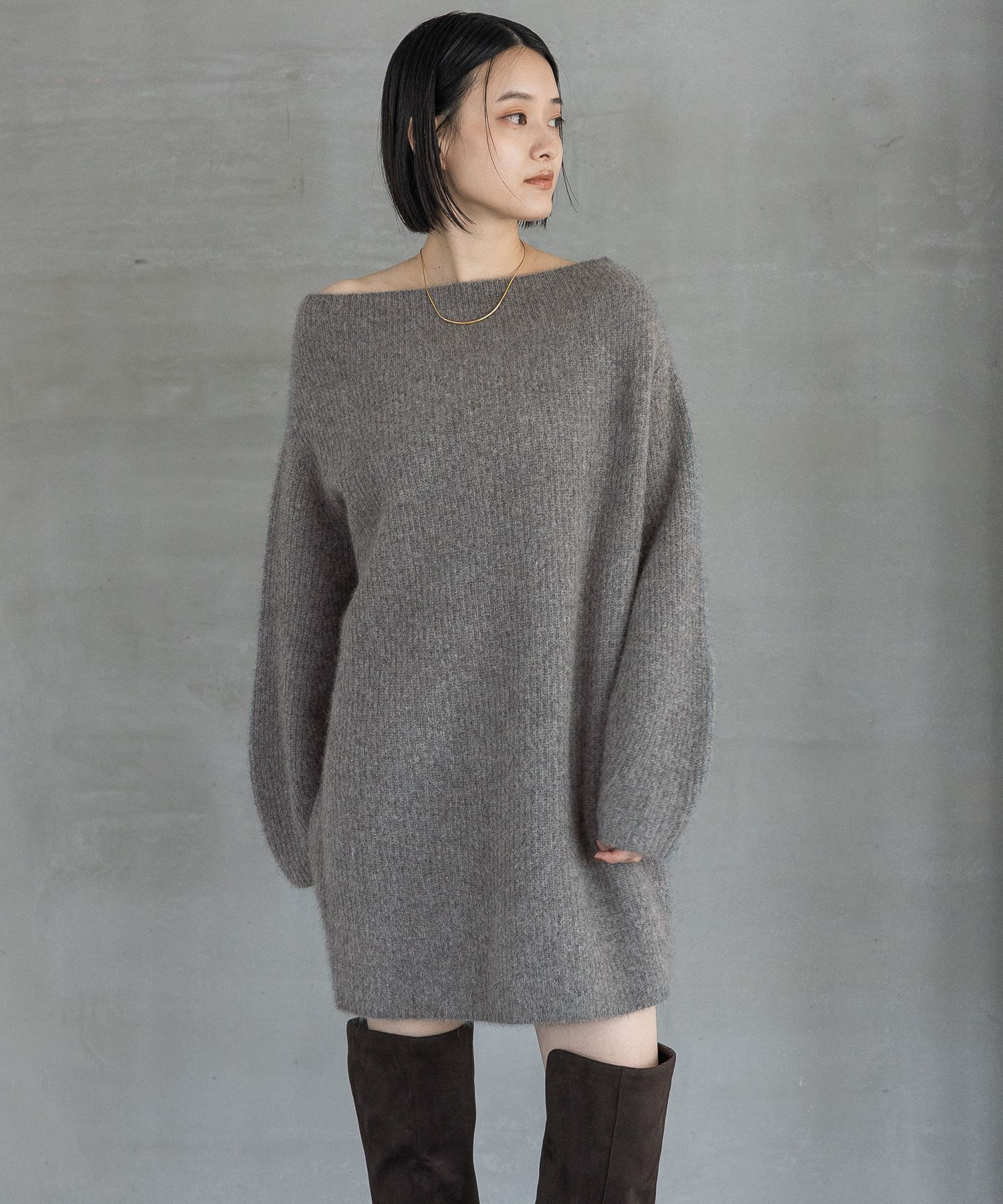 A part by 「ラクーンミニワンピース」|ワンピース|グレー