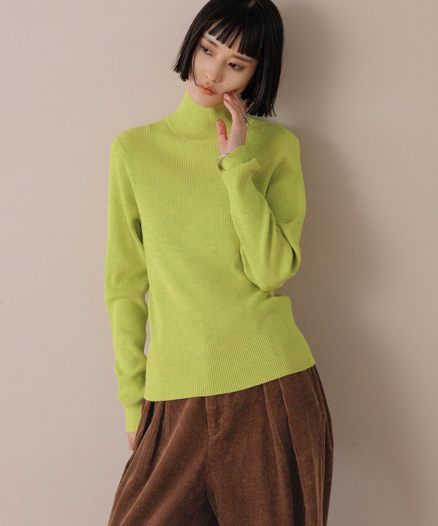 LOWRYS FARM「１２ＧカラーニットタートルＬＳ」|ニット・セーター|YEL5