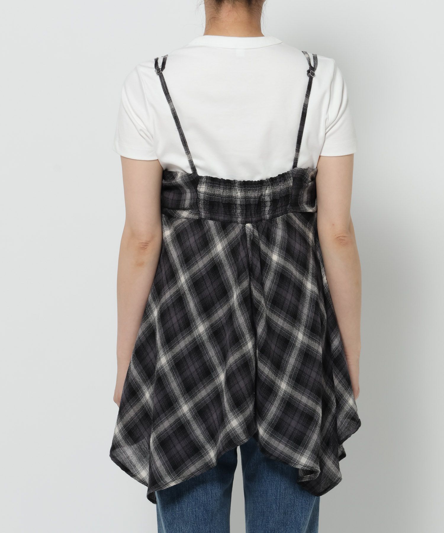 LOWRYS FARM「オンブレチェックキャミチュニック」|シャツ・ブラウス|