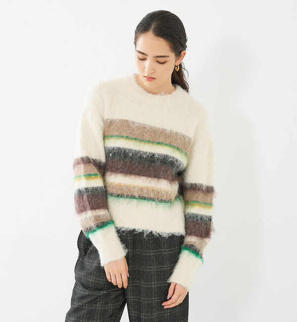 collex「ランダムボーダーヘアリーニット」|ニット・セーター|