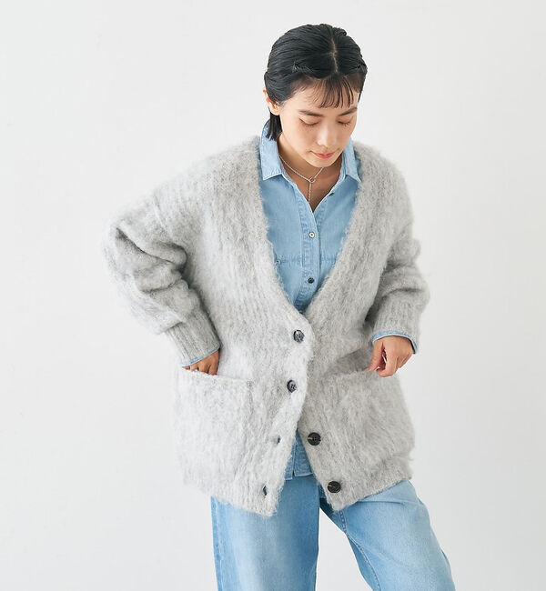 collex「ヘアリー畦編みカーディガン」|カーディガン|