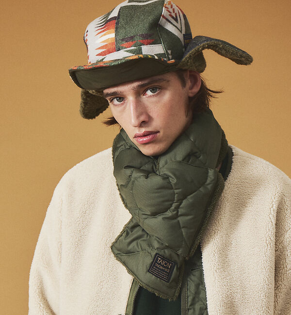 ABAHOUSE「【TAION /タイオン】MILITARY REVERSIBLE　SCARF/ミ」|マフラー|カーキ