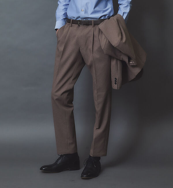 ABAHOUSE「【セットアップ対応】Air Dry イージースラックス / 軽量 ストレッチ 手」|スラックス|ダークベージュ