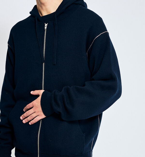 ABAHOUSE「【リバーシブルカラー】14Gコットン ニット ZIPパーカー」|パーカー|