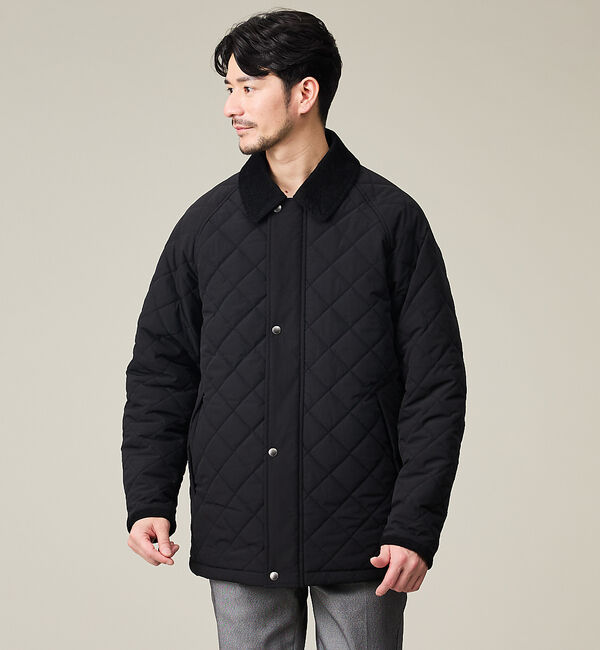 ABAHOUSE「【コーデュロイ襟】ラグラン 中綿キルティング ジャケット」|ブルゾン・スタジャン|ブラック