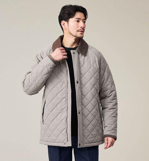 ABAHOUSE「【コーデュロイ襟】ラグラン 中綿キルティング ジャケット」|ブルゾン・スタジャン|モカ