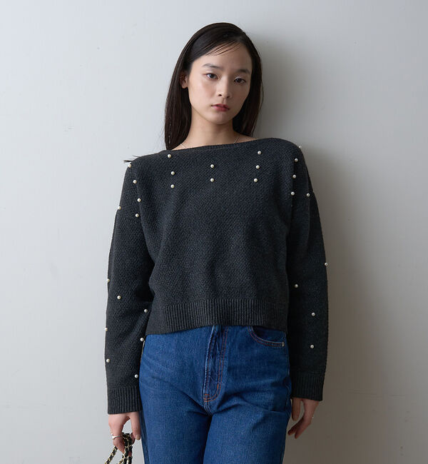 Rouge vif「【一部店舗限定】ビジューニットプルオーバー」|ニット・セーター|