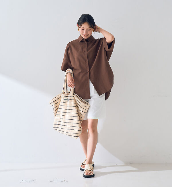 Rouge vif「麻混変形フォルムシャツ」|シャツ・ブラウス|