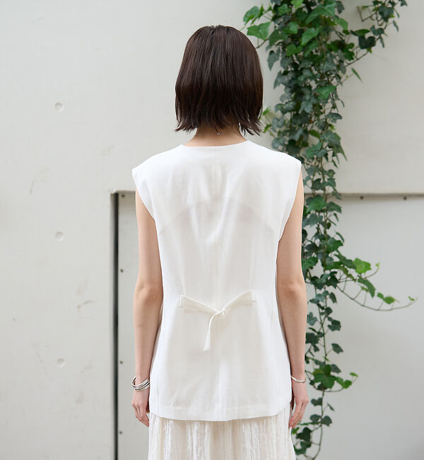 Rouge vif「リネン混サマーノーカラージレベスト」|シャツ・ブラウス|