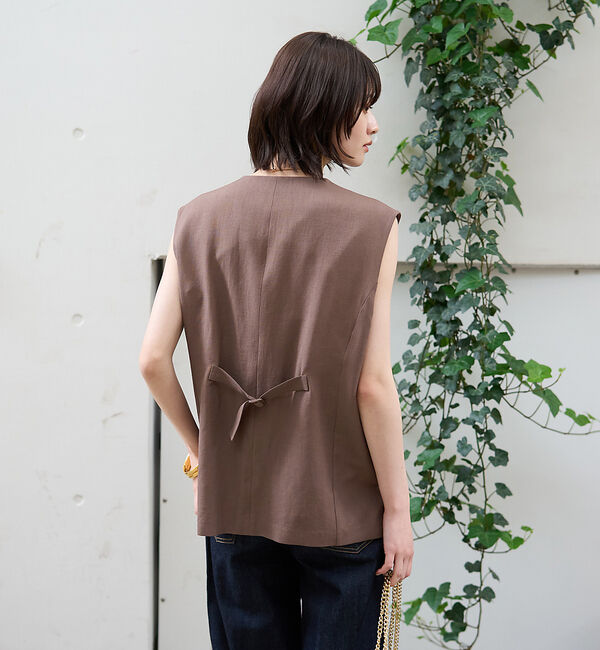 Rouge vif「リネン混サマーノーカラージレベスト」|シャツ・ブラウス|