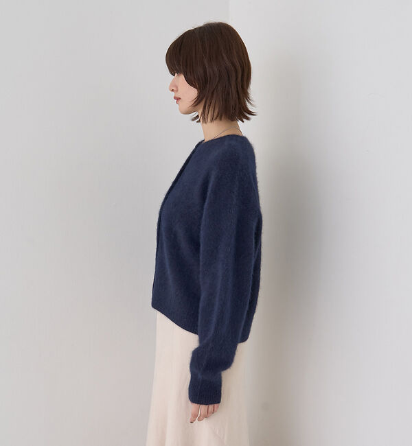 Rouge vif「フォックスウールクルーネッククルミ釦カーディガン」|カーディガン|