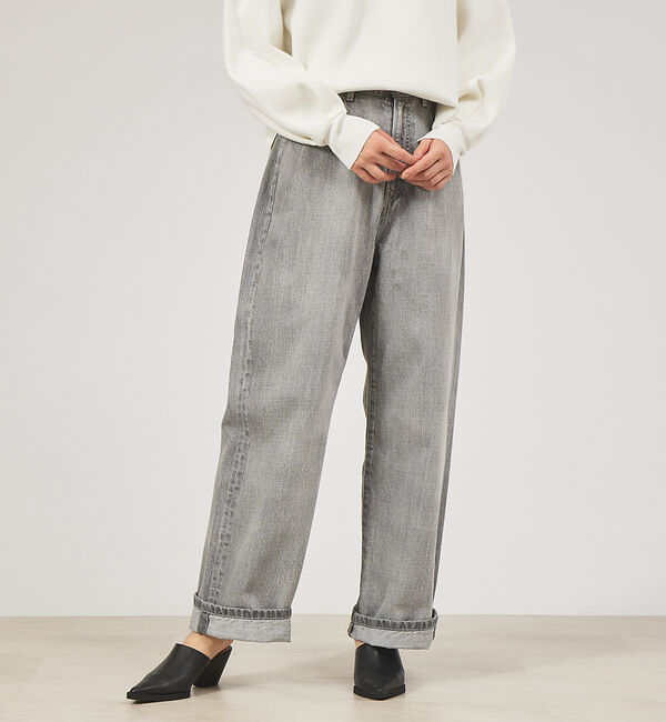 qualite「【e&times;qualite】ワイドデニム」|デニム|ブラック