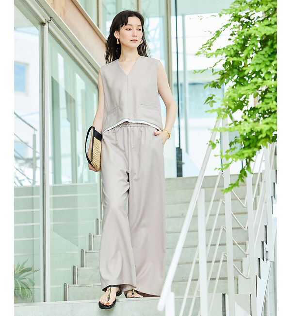 qualite「【接触冷感＆防シワ】ウールライクイージーパンツ/セットアップ対応」|その他|