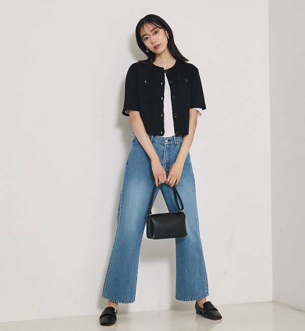 qualite「【e&times;qualite】フレアークロップドデニム」|デニム|