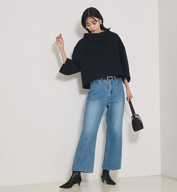 qualite「【e&times;qualite】フレアークロップドデニム」|デニム|