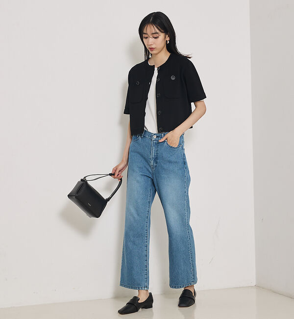 qualite「【e&times;qualite】フレアークロップドデニム」|デニム|