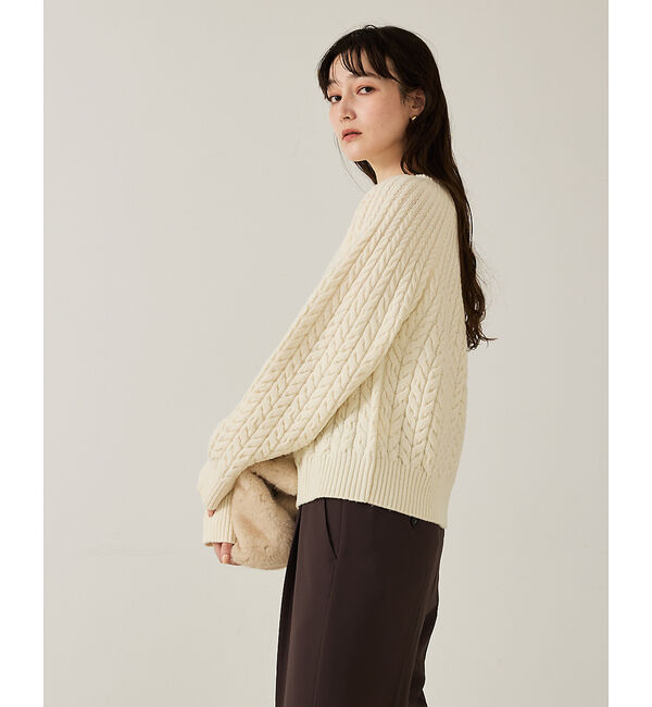 qualite「ケーブルボトルネックニット」|ニット・セーター|
