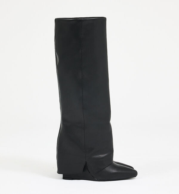 qualite「【REMME】カバーロングウェッジ/ロングブーツ」|ショートブーツ|