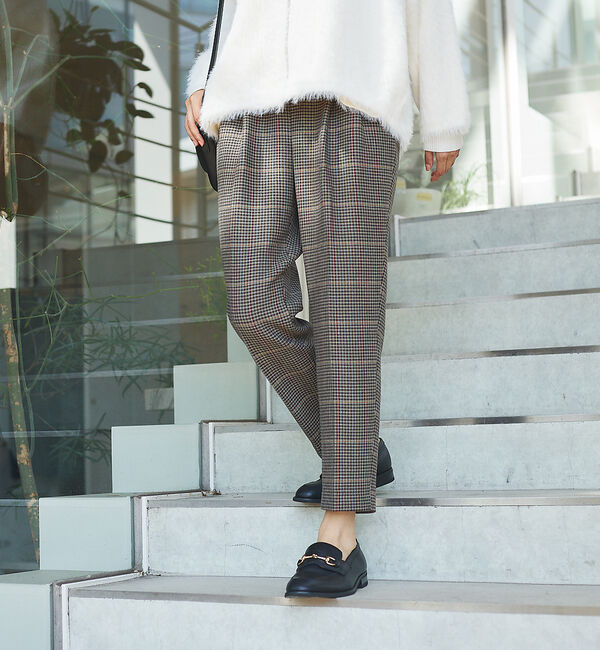 abahouse mavie「【感嘆パンツ】チェックタックテーパードパンツ」|スラックス|