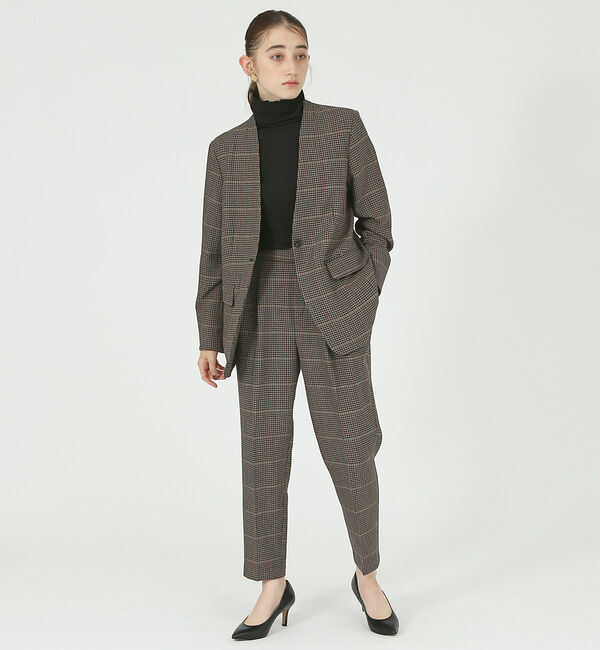 abahouse mavie「【感嘆パンツ】チェックタックテーパードパンツ」|スラックス|