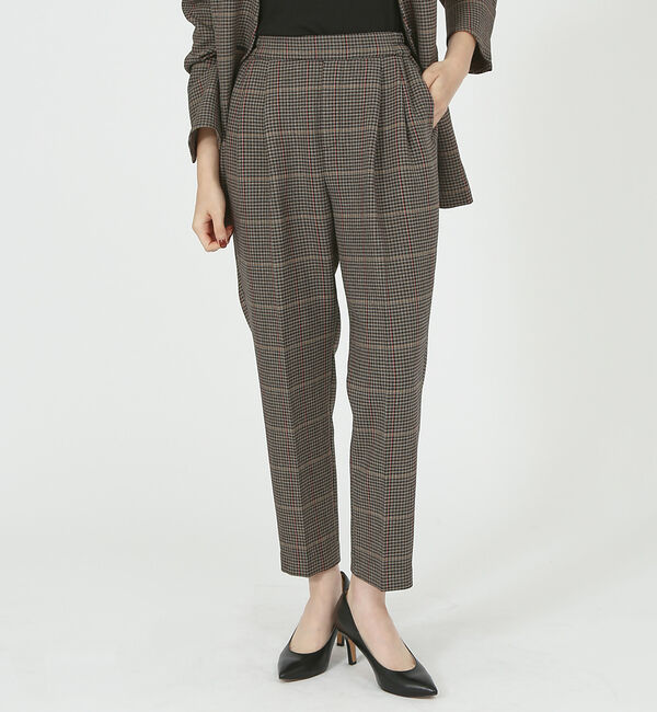 abahouse mavie「【感嘆パンツ】チェックタックテーパードパンツ」|スラックス|