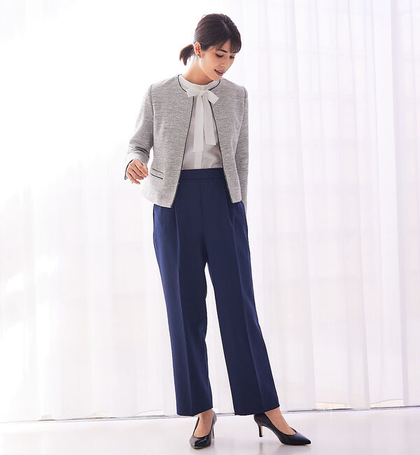 abahouse mavie「綾織ツイードジャケット」|ノーカラージャケット|