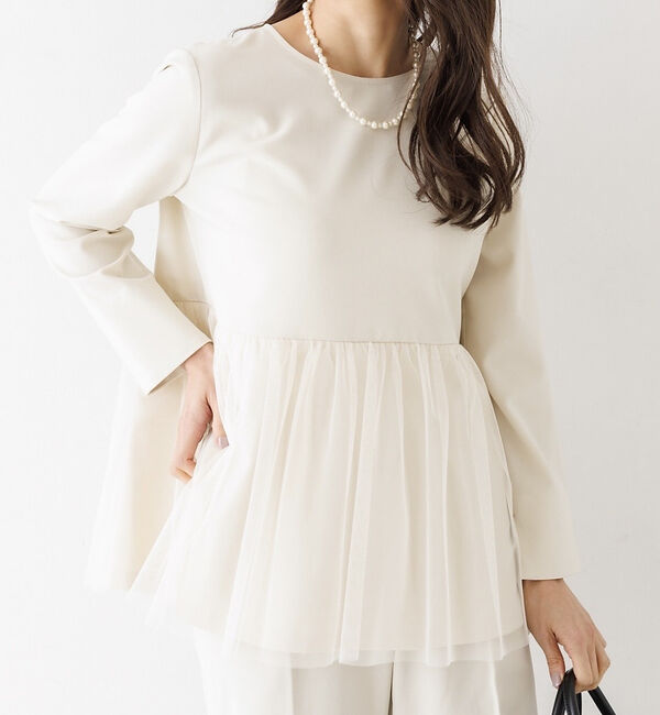 abahouse mavie「【エニデイカセット】チュールペプラムブラウス」|シャツ・ブラウス|ホワイト系その他1