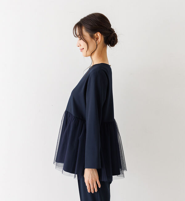 abahouse mavie「【エニデイカセット】チュールペプラムブラウス」|シャツ・ブラウス|