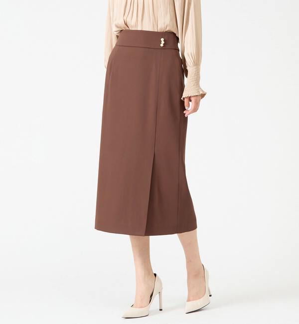 TIARA「パールボタンラップタイトスカート」|スカート|ブラウン