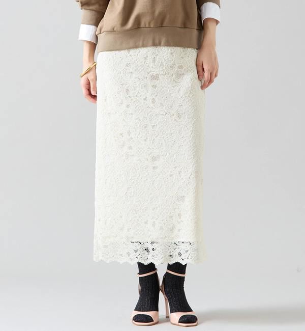 TIARA「Iラインレースタイトスカート」|スカート|アイボリー
