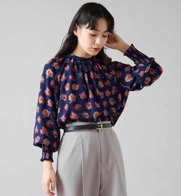 TIARA「オールドローズプリントハイネックブラウス」|シャツ・ブラウス|