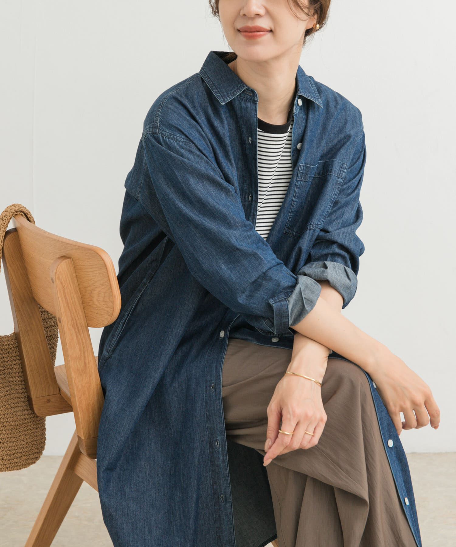 URBAN RESEARCH DOORS「ライトコットンデニムシャツワンピース」|ワンピース|