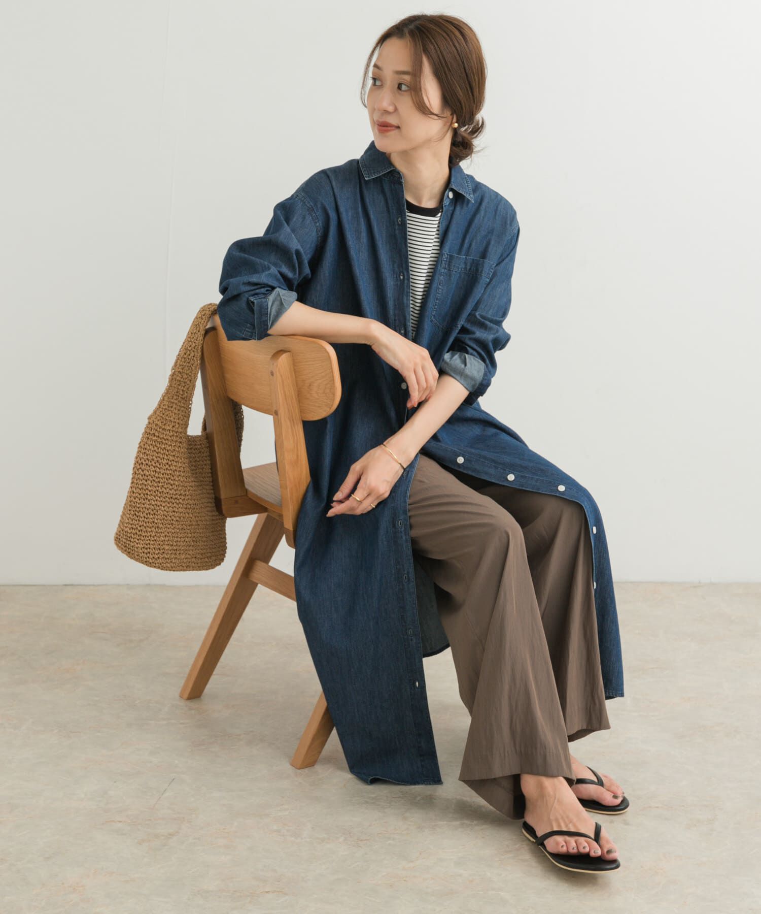 URBAN RESEARCH DOORS「ライトコットンデニムシャツワンピース」|ワンピース|