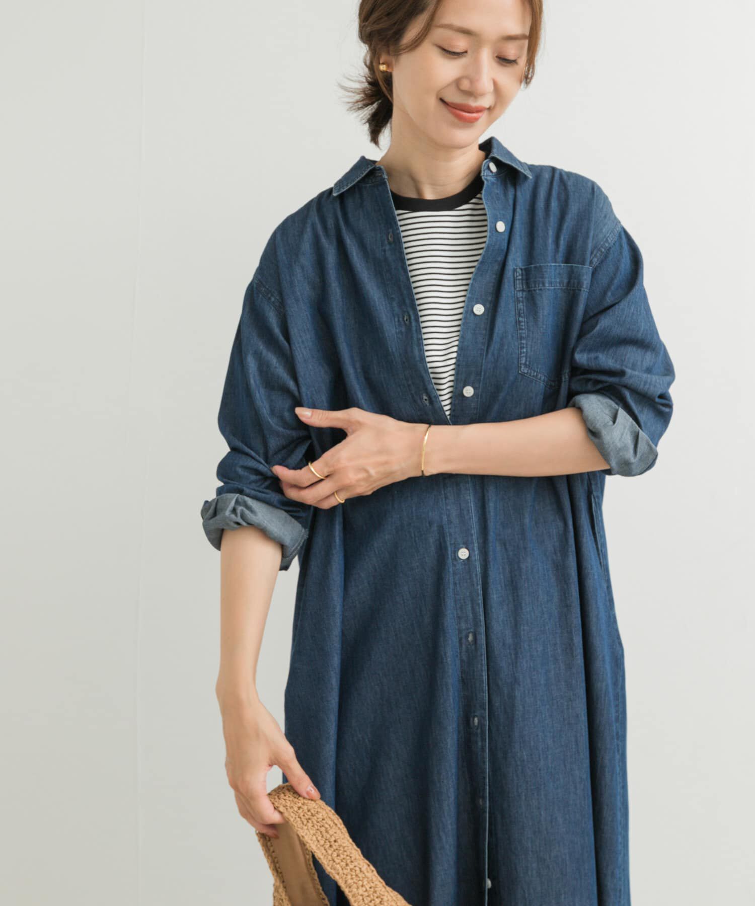 URBAN RESEARCH DOORS「ライトコットンデニムシャツワンピース」|ワンピース|