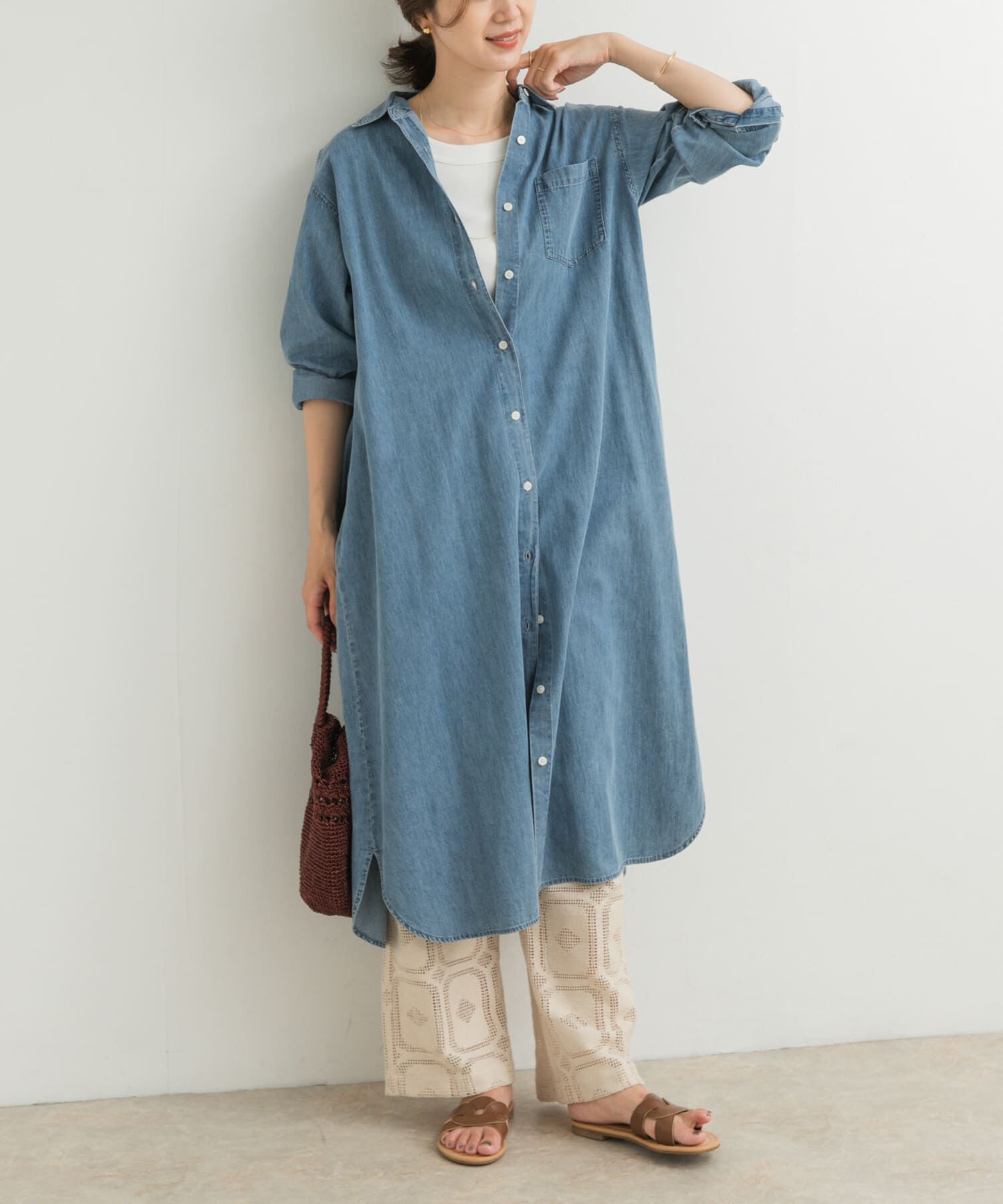 URBAN RESEARCH DOORS「ライトコットンデニムシャツワンピース」|ワンピース|