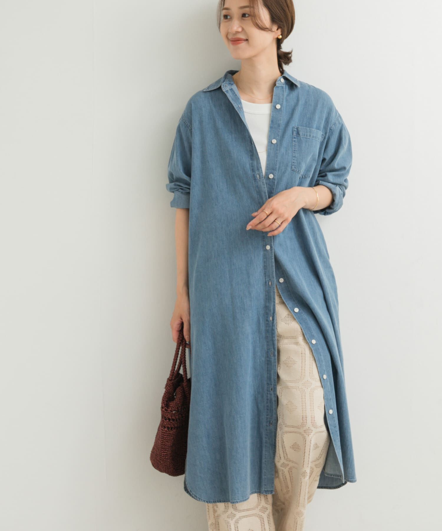 URBAN RESEARCH DOORS「ライトコットンデニムシャツワンピース」|ワンピース|