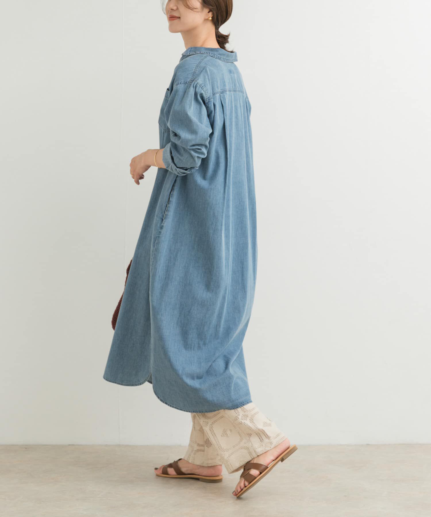 URBAN RESEARCH DOORS「ライトコットンデニムシャツワンピース」|ワンピース|