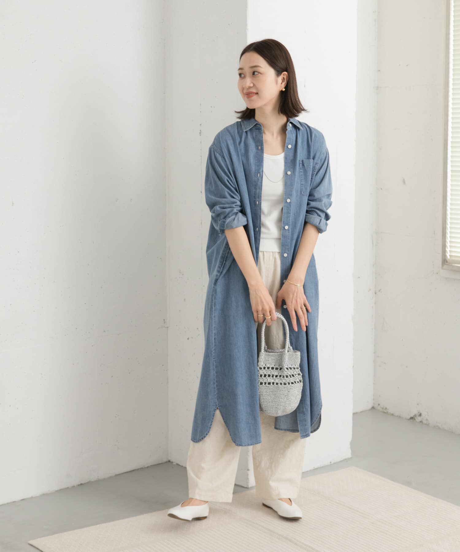 URBAN RESEARCH DOORS「ライトコットンデニムシャツワンピース」|ワンピース|