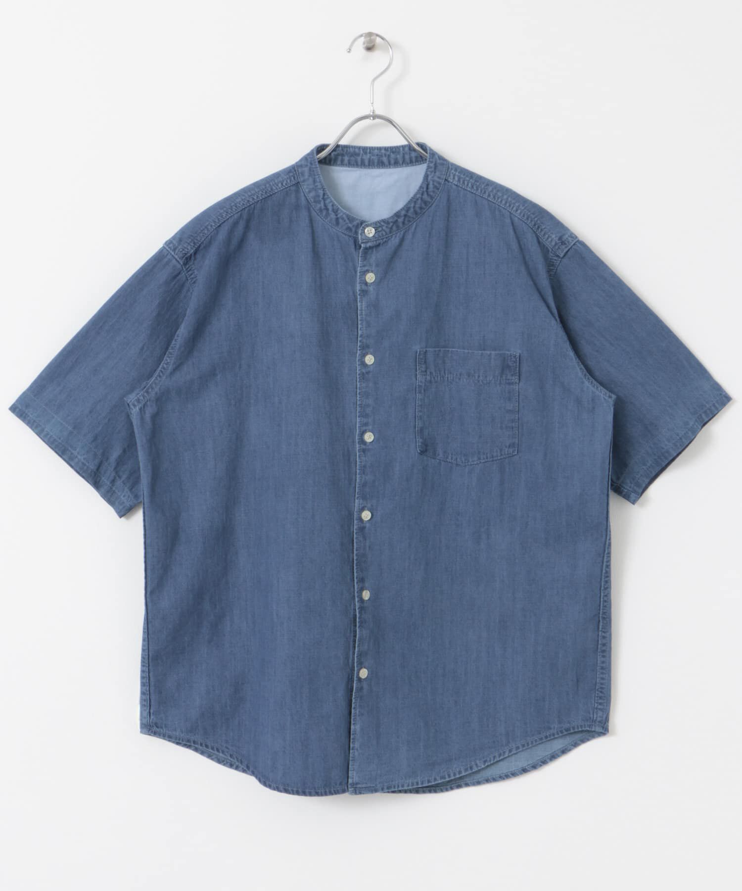 URBAN RESEARCH DOORS「リネン混 デニムバンドショートスリーブシャツ」|シャツ・ブラウス|